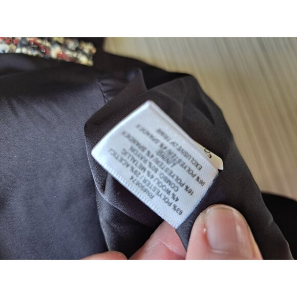 Boston Proper Womens Size 12 Sequins Tweed Blazer Black Panels Embellished Trim - Picture 8 of 9
